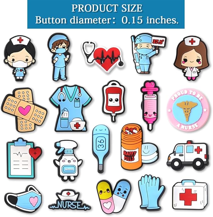 20 pines para Crocs, accesorios de zapatos para enfermeras, accesorios para zapatos - Quierox - Tienda Online