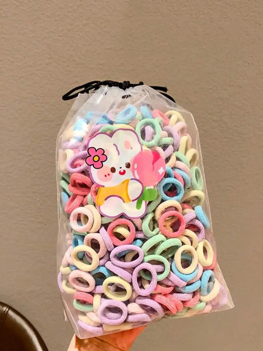 200pcs Lazos elásticos para el cabello de dibujos animados adorables surtidos