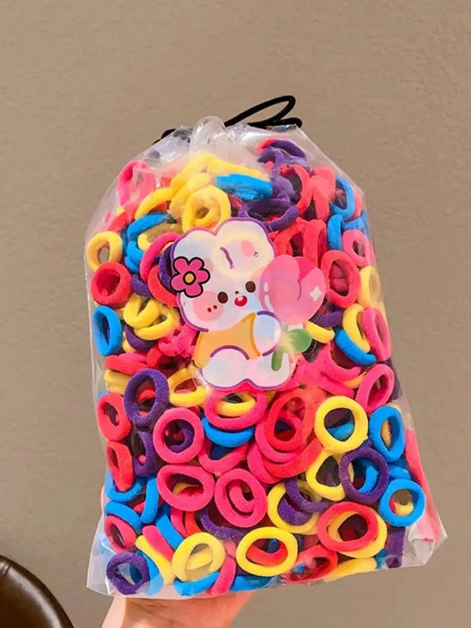 200pcs Lazos elásticos para el cabello de dibujos animados adorables surtidos