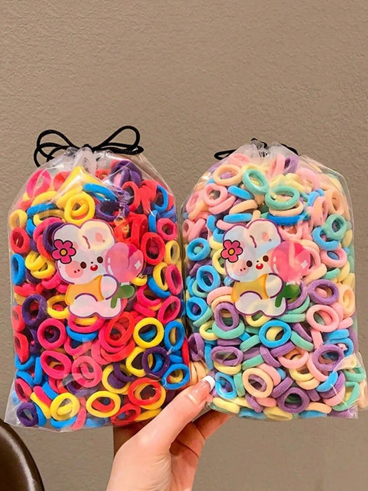 200pcs Lazos elásticos para el cabello de dibujos animados adorables surtidos