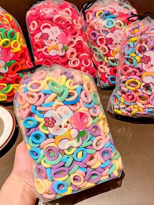 200pcs Lazos elásticos para el cabello de dibujos animados adorables surtidos