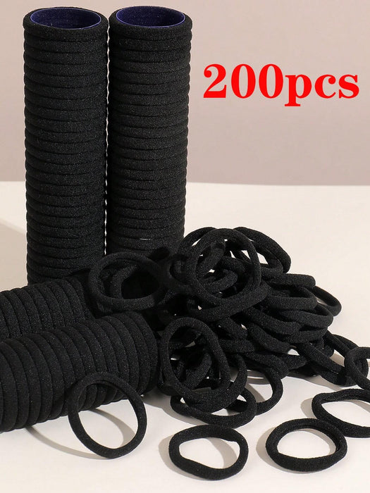 SHEIN 20pcs gomas para el pelo para niñas, color negro liso, elásticas para uso diario