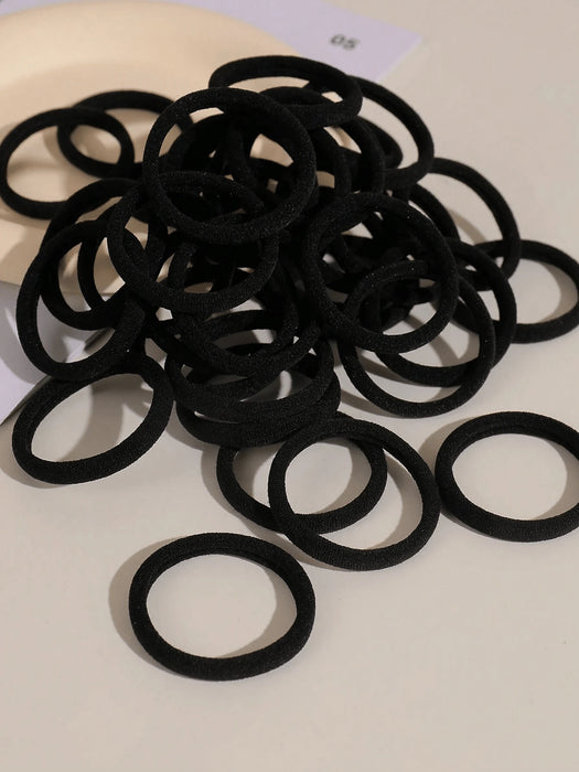 SHEIN 20pcs gomas para el pelo para niñas, color negro liso, elásticas para uso diario
