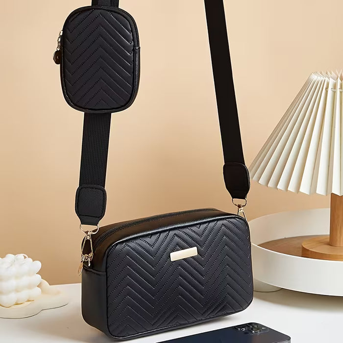 Bolso Multifuncional Bandolera Cuadrado, Con Relieve, De Hombro, Con Mini Cartera