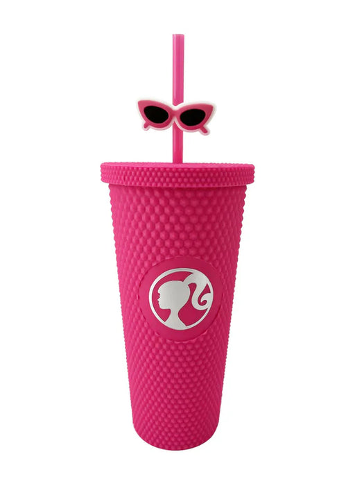 Vaso con tachuelas y pajita de la colección Barbie de Miniso (700 ml)