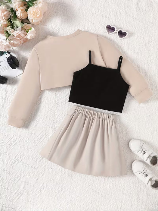 Conjunto de tres piezas para exteriores de primavera y otoño para niñas