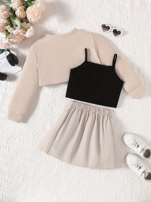 Conjunto de 3 piezas para niñas de primavera y otoño para exteriores