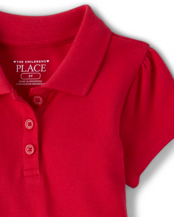 The Children’s Place Vestido polo de piqué suave para niñas rojo