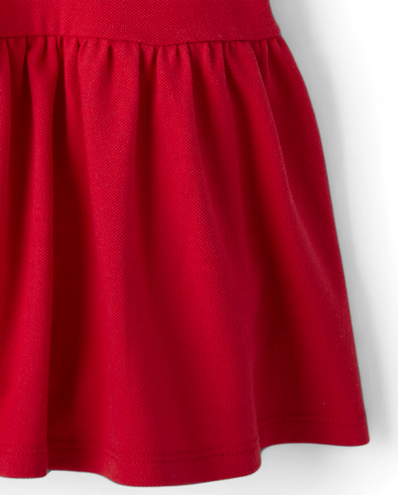 The Children’s Place Vestido polo de piqué suave para niñas rojo