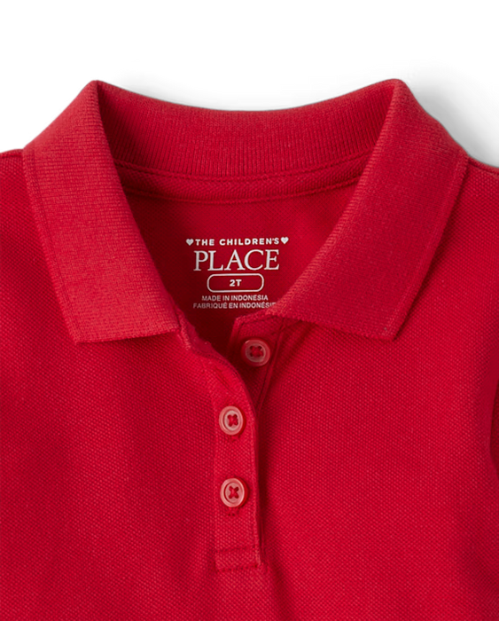 The Children’s Place Vestido polo de piqué suave para niñas rojo