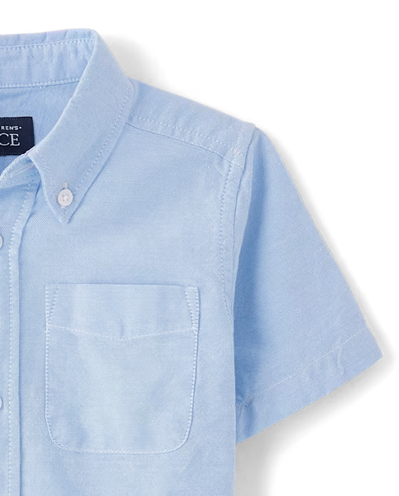 Camisa Oxford de manga larga con botones para niños - azul