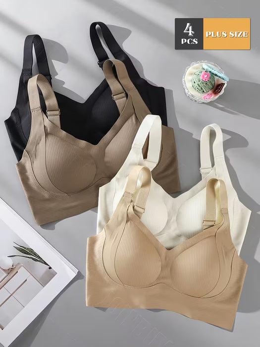 3 Piezas de Sostenes de Levantamiento Completo para Mujeres, Sin Costuras y Sin Aros, Tirantes Anchos Ajustables