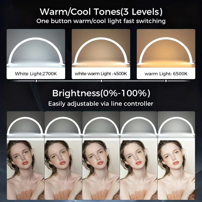 1 Lámpara LED de Uñas en Cuarto de Luna con 3 Modos de Color y Brillo Regulable, Lámpara de Uñas