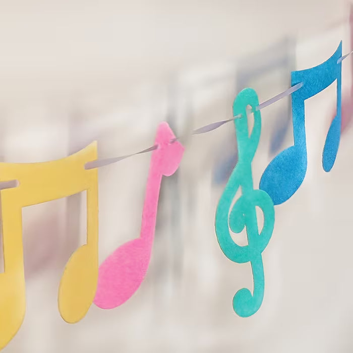 1pc Banderín de Notas Musicales de Fieltro Colorido, Sin Necesidad de Energía