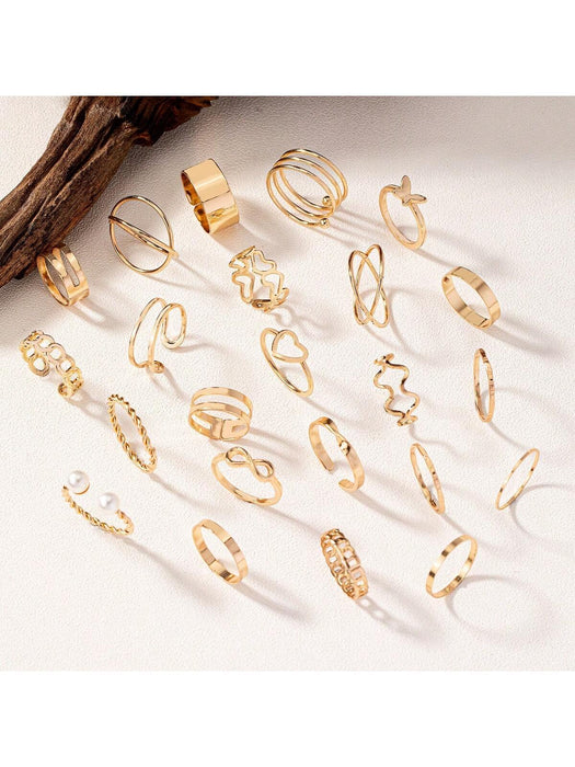 21 Piezas/set Conjunto De Anillos De Estilo Simple Europeo Y Americano De Moda - Quierox - Tienda Online