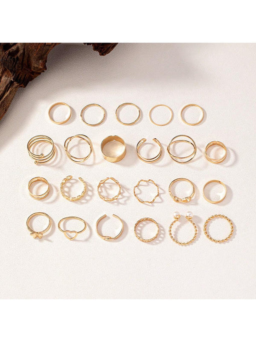 21 Piezas/set Conjunto De Anillos De Estilo Simple Europeo Y Americano De Moda - Quierox - Tienda Online