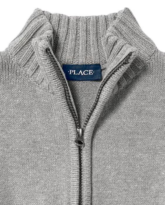 Suéter de cuello simulado con cremallera de uniforme para niños