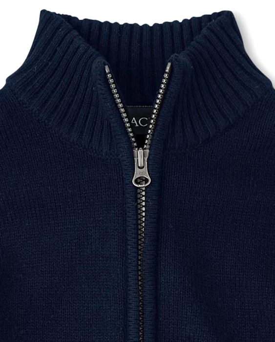 Suéter de cuello simulado con cremallera de uniforme para niños