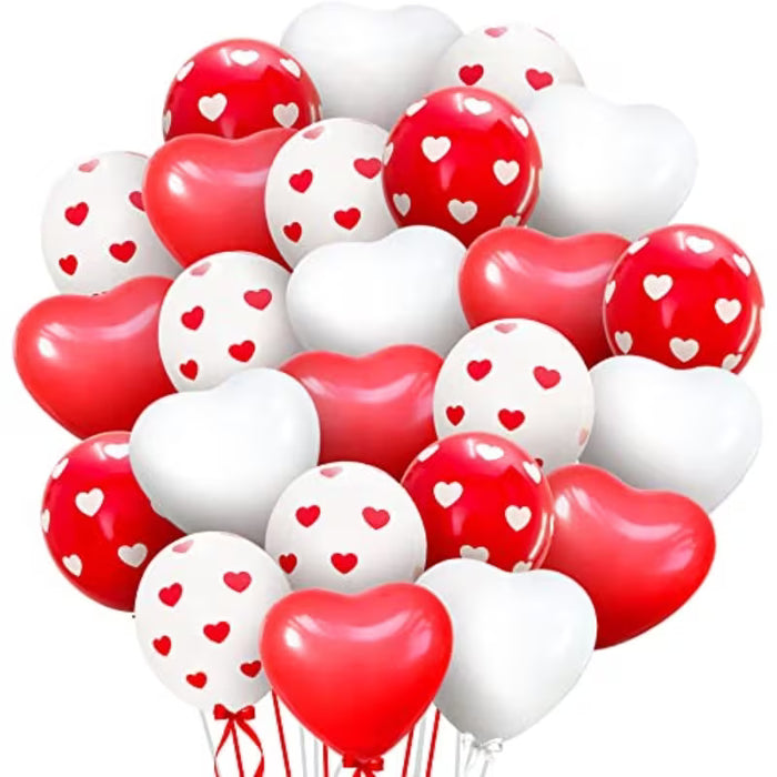 Paquete de 30pcs  de globos de San Valentín rojos y blancos