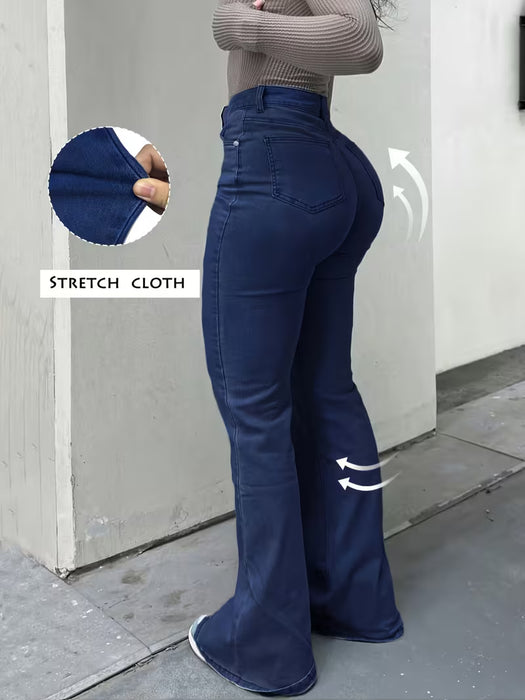 GILIPUUR MH1025 Pantalones Largos de Mezclilla Rectos de Color Sólido, Elásticos, Versátiles, Modernos