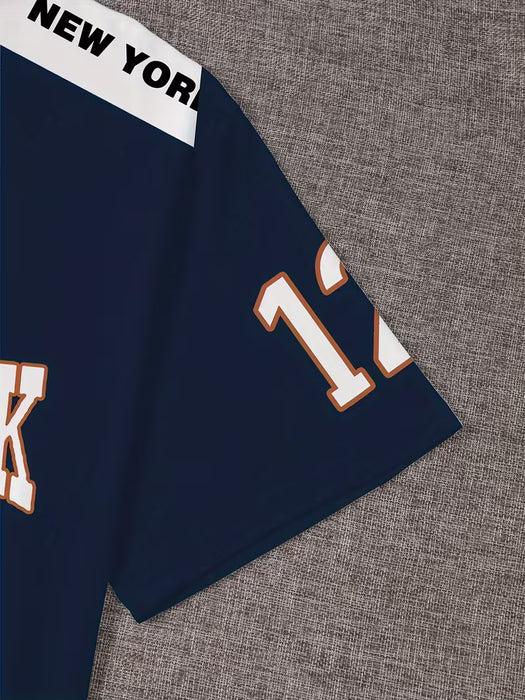 Camiseta casual de hombre con estampado de letras NUEVA YORK