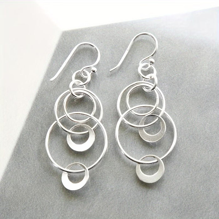 Pendientes de Colgante de Círculo Geométrico Hueco Creativo Simple para Mujeres