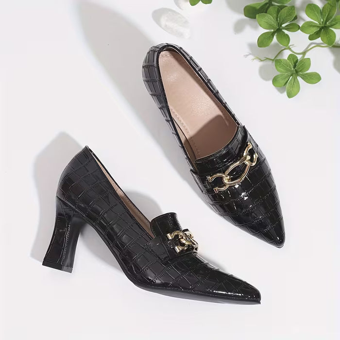 Zapatos de mujer de estilo europeo y americano, tacones altos gruesos, empeine profundo