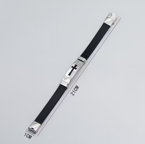 Shein Pulsera de acero inoxidable con cruz y cierre magnético