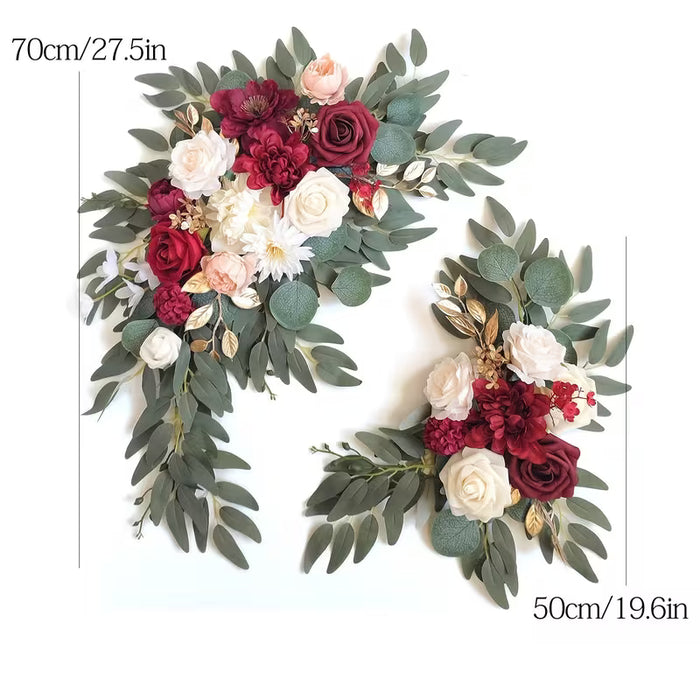 2pcs Guirnaldas Florales Clásicas, Artificiales con Vegetación Plástica