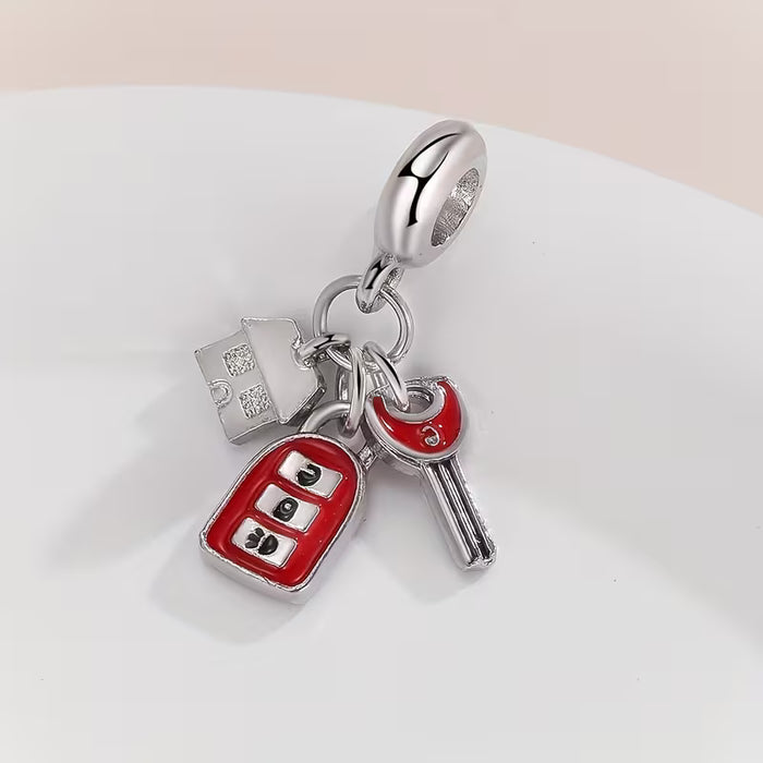 Colgante de 1 pieza de llave de cabaña y mando a distancia de coche, adecuado para hacer pulseras, collares