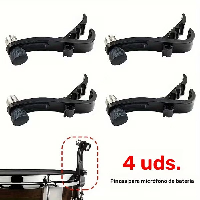 4 clips de soporte para micrófono de batería, a prueba de golpes para asegurar micrófonos