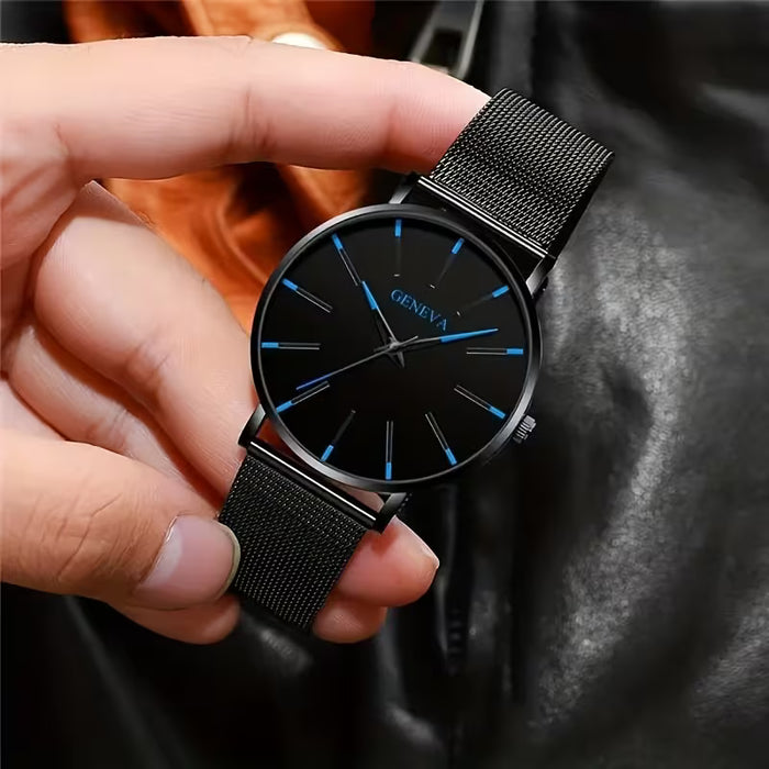 Juego de 5 Piezas de Reloj y Pulsera para Hombre - Reloj Analógico de Cuarzo