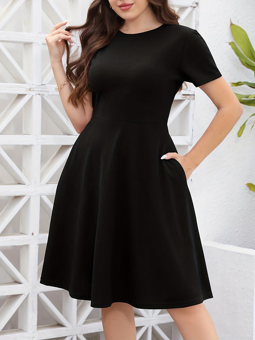 Vestido de línea A elegante para mujer de talla grande con bolsillos