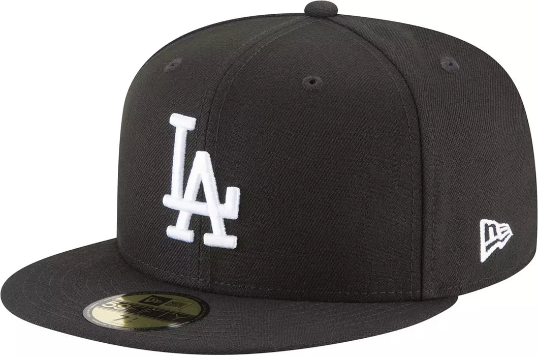 Gorra New Era Adult Los Angeles Dodgers Basic 59FIFTY en Blanco y Negro