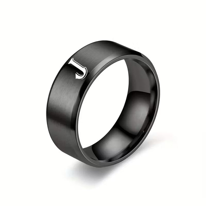 1pc Anillo casual de moda unisex, grabado de letras J