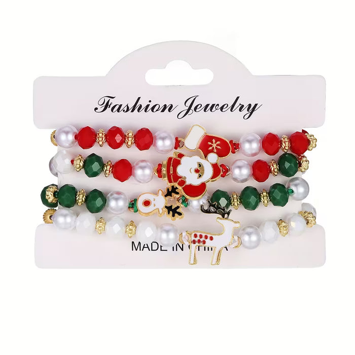 Pulseras con Cuerda Set de 4 piezas de la serie Navideña con diseños