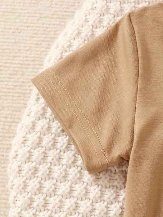 Camisetas con Cuello de Cuadros para Niño y Shorts Casuales con Cintura Elástica