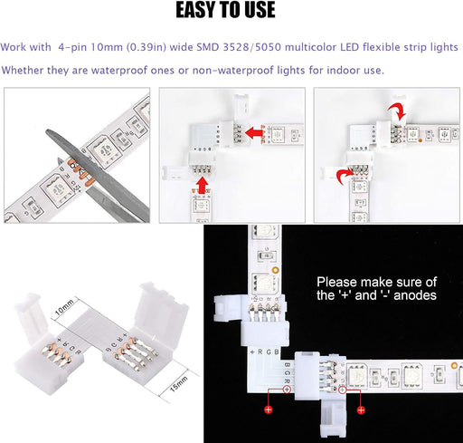 24 Conectores LED de 4 pines para tira de luces, conectores de iluminación de pista - Quierox - Tienda Online