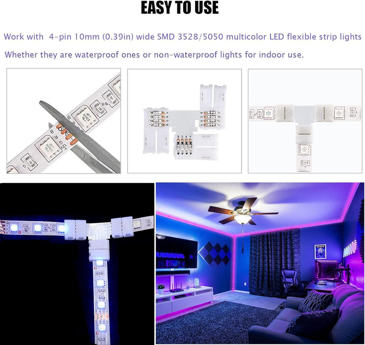 24 Conectores LED de 4 pines para tira de luces, conectores de iluminación de pista - Quierox - Tienda Online