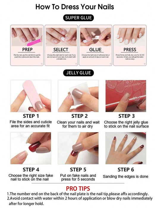 24 piezas de uñas de gel 3D largas con forma de almendra, diseño de flores - Quierox - Tienda Online