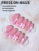24 piezas de uñas de gel 3D para uñas postizas, diseño de lazo floral rosa cuadrado - Quierox - Tienda Online
