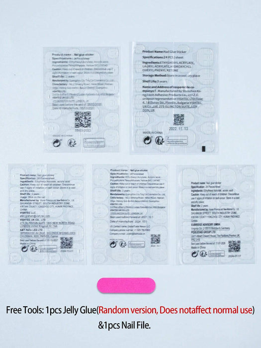 24 piezas de uñas de gel 3D para uñas postizas, diseño de lazo floral rosa cuadrado - Quierox - Tienda Online