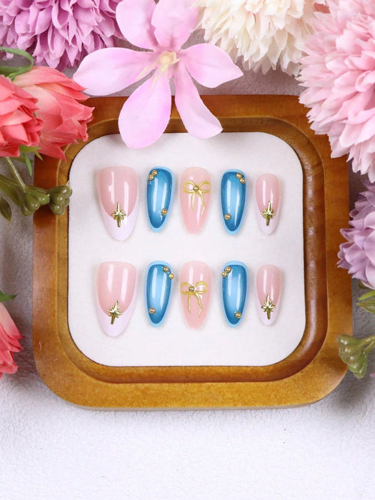 24 piezas Pegatinas de uñas hechas a mano estilo Y2K de óvalo corto - Quierox - Tienda Online