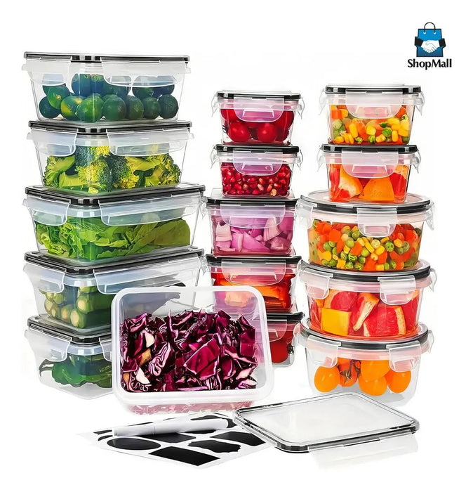 24 Recipientes transparentes Herméticos Plástico Almacenamiento Cocina - Quierox - Tienda Online