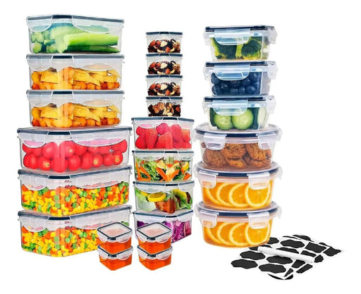 24 Recipientes transparentes Herméticos Plástico Almacenamiento Cocina - Quierox - Tienda Online