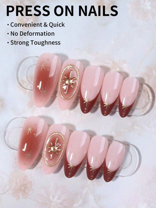 24 uñas de gel 3D con forma de almendra estilo Y2K para realzar tu estilo - Quierox - Tienda Online