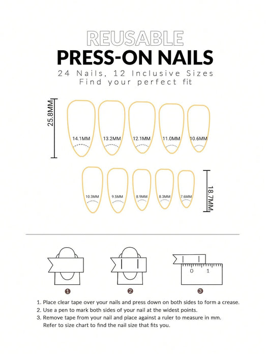 24 uñas de gel 3D con forma de almendra estilo Y2K para realzar tu estilo - Quierox - Tienda Online