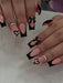 24 uñas postizas acrílicas, diseño de corazón, manicura francesa negra - Quierox - Tienda Online