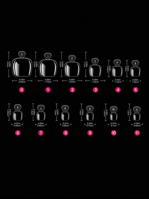 SHEIN 240 puntas de uñas postizas para los pies, 12 tamaños, transparentes