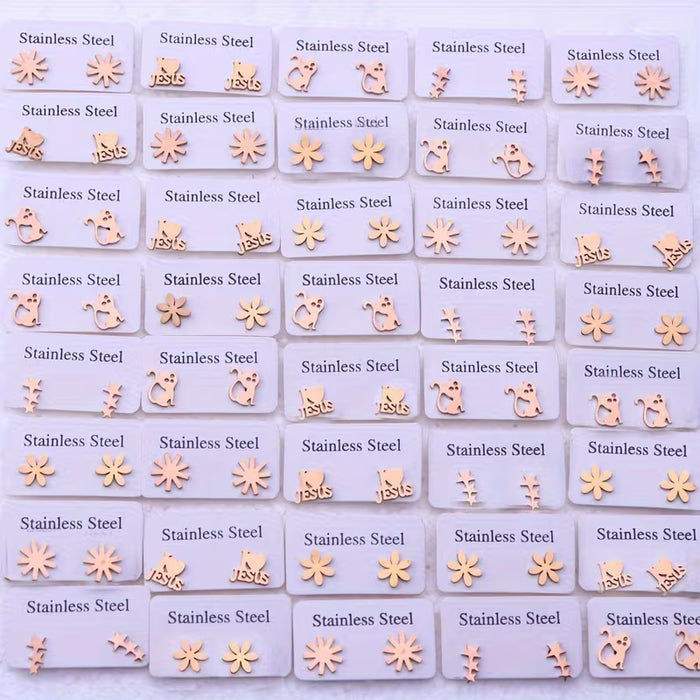 10 Pares de Exquisitos Aretes de Acero Inoxidable aleatorios